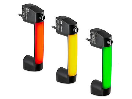 Handle with electrical safety switch and LED indicator light