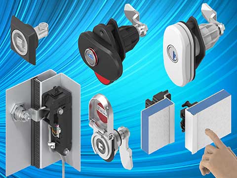 Locks, latches, hinges and seals for the security industry