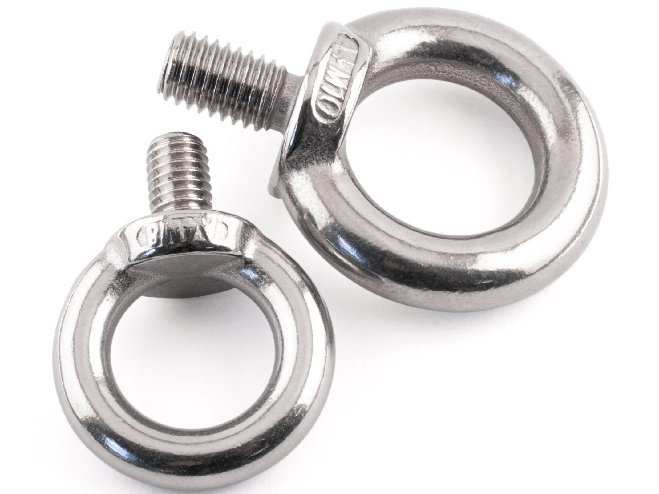 Marine grade stainless steel eye bolts and nuts at the ready