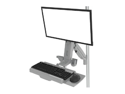 Handy monitor and keyboard mount with four axes of movement